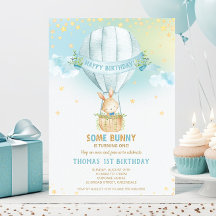 Bunny Rabbit Hot Air Ballon 1. Geburtstag Junge