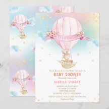 Bunny Rabbit Hot Air Balloon Baby Shower Girl