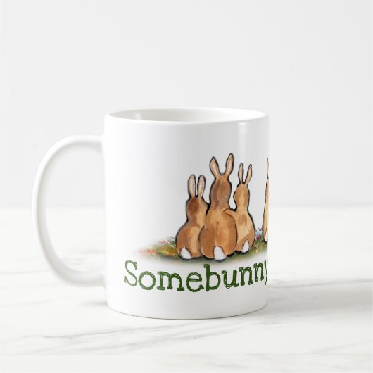 Bunny Rabbit Hug Liebe Freundschaft Tiermalerei Kaffeetasse (Links)