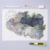 Bunny Rabbit Hydrangea Blume Französisch Postmark Seidenpapier (Handwerk)