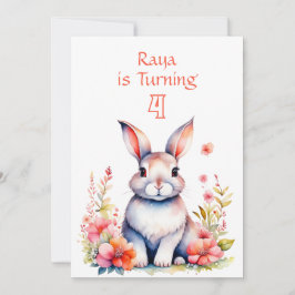 Bunny Rabbit in Blume Girl's Birthday Party Einladung
