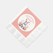 Bunny Rabbit in Blume Happy Birthday Personalize Serviette (Ecke)