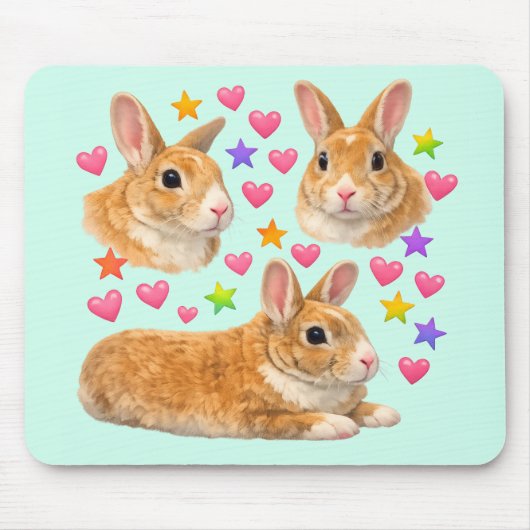 bunny rabbit kawaii cute rainbow pet mom mousepad (Vorne)
