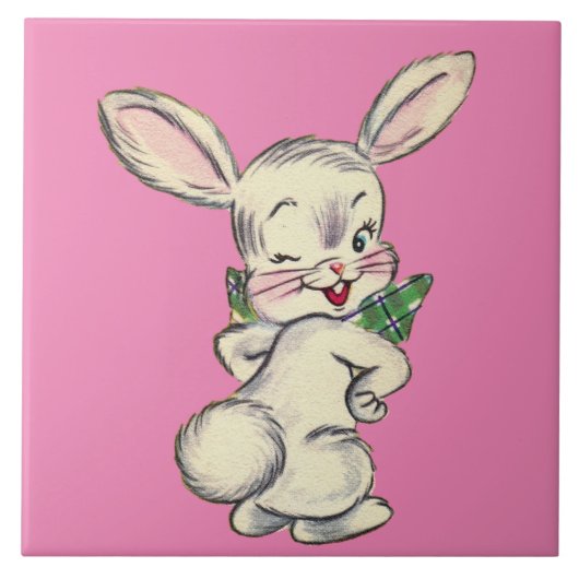 Bunny Rabbit Keramik Tile Fliese (Vorderseite)