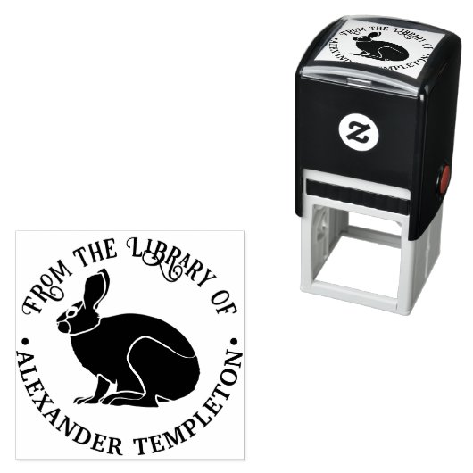 Bunny Rabbit Kontur Library Name Permastempel (Beispiel)