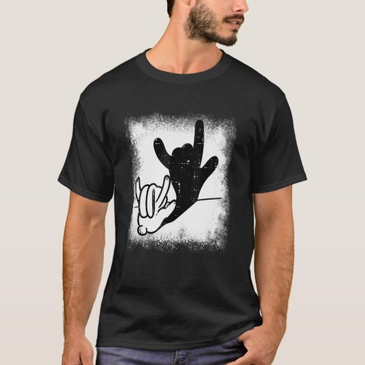 Bunny Rabbit Love You Hand Sign Language Shadow Bl T-Shirt (Vorderseite)