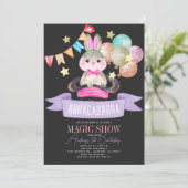 Bunny Rabbit Magician Magician Show Blk Girl Gebur Einladung (Stehend Vorderseite)