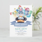 Bunny Rabbit Magician Magician Show Boy Geburtstag Einladung (Stehend Vorderseite)