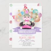 Bunny Rabbit Magician Magician Show Girl Geburtsta Einladung (Vorne/Hinten)
