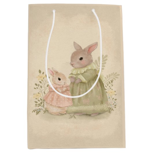 Bunny Rabbit Mama und Baby Mittlere Geschenktüte (Vorderseite)