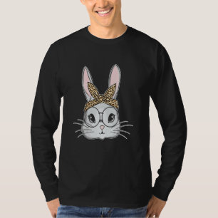Bunny Rabbit Messy Bun Leopard Osteroutfit Toddl T-Shirt