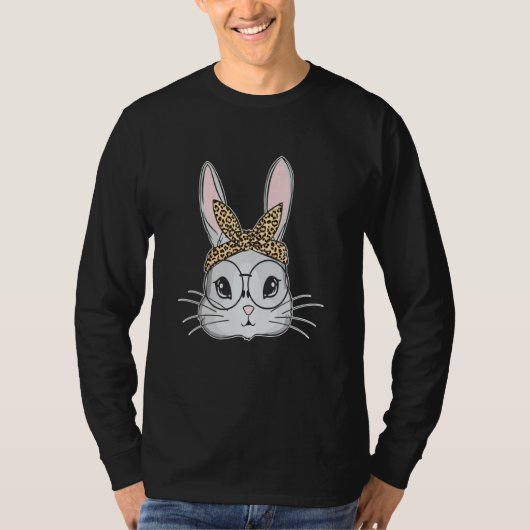 Bunny Rabbit Messy Bun Leopard Osteroutfit Toddl T-Shirt (Vorderseite)