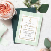 Bunny Rabbit Mint Gingham Baby Showfoil Einladung