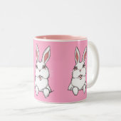 Bunny Rabbit Mug Coffee Cup Pink Bunny Cup Zweifarbige Tasse (VorderseiteRechts)