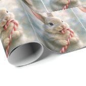 Bunny Rabbit Nibbling On a Candy Cane Geschenkpapier (Rolleneckpunkt)