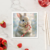 Bunny Rabbit Nibbling On a Candy Cane Serviette (Beispiel)