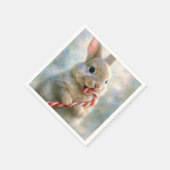 Bunny Rabbit Nibbling On a Candy Cane Serviette (Ecke)