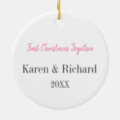 Bunny Rabbit Niedlich Couple Erste Weihnacht zusam Keramik Ornament (Hinten)