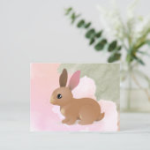 Bunny Rabbit Niedlich Pink Ostertier Postkarte (Stehend Vorderseite)