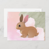 Bunny Rabbit Niedlich Pink Ostertier Postkarte (Vorne/Hinten)