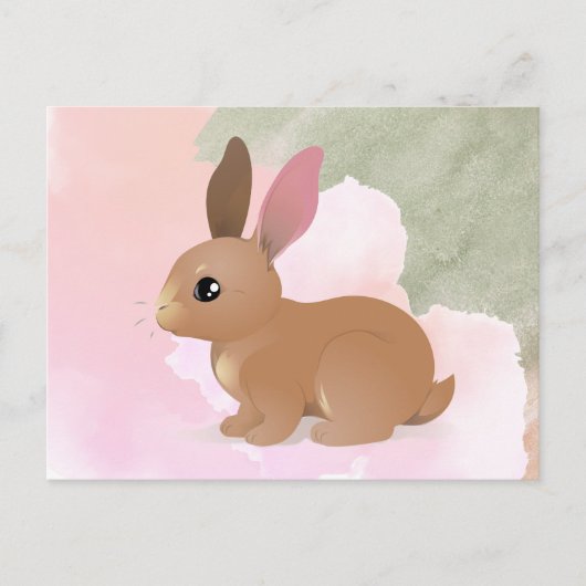 Bunny Rabbit Niedlich Pink Ostertier Postkarte (Vorderseite)
