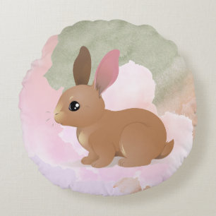 Bunny Rabbit Niedlich Pink Ostertier Rundes Kissen