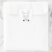 Bunny Rabbit Niedlicher Tiere für Kinder Osterhase Quadratischer Aufkleber (Tasche)