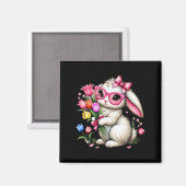 Bunny Rabbit Oaster Tulip Frühlingsblumen Floral W Magnet (Vorderseite/Rückseite)