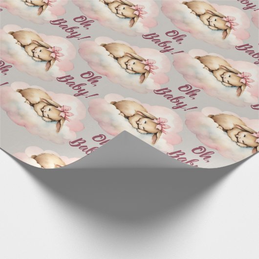 Bunny Rabbit Oh Baby Dusche Geschenkpapier (Ecke)