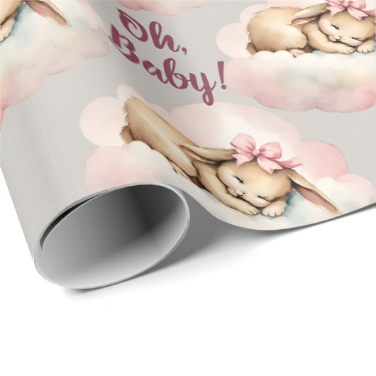 Bunny Rabbit Oh Baby Dusche Geschenkpapier (Rolleneckpunkt)