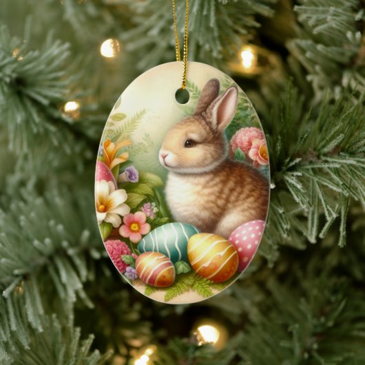Bunny Rabbit Osterfeiertag Baum Keramik Ornament (Baum)