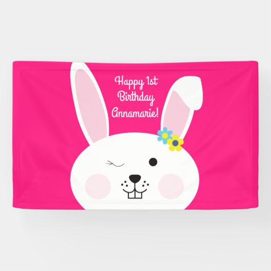 Bunny Rabbit Osterfrühlingsparty Banner (Horizontal)