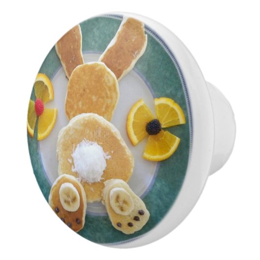 Bunny Rabbit Pancake Breakfast Drawer Pull Knob Keramikknauf (Rechts)