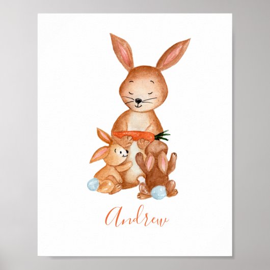 Bunny Rabbit Personalisiert Kinderzimmer Wall Art  Poster (Vorne)