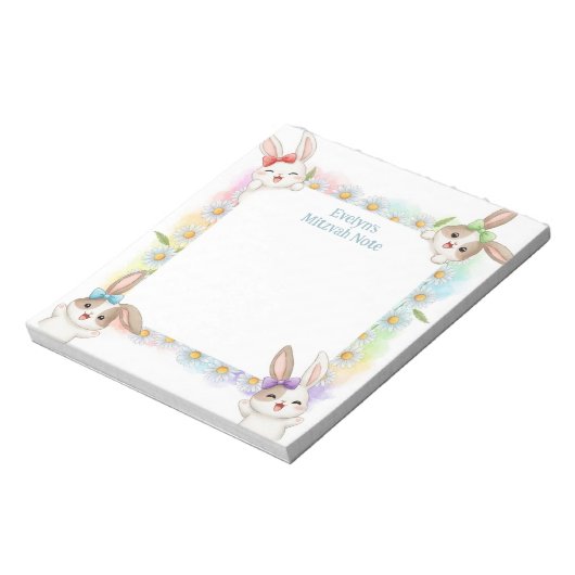 Bunny Rabbit Personalisiert Mitzvah Notes Notepad Notizblock (Rotiert)