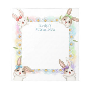 Bunny Rabbit Personalisiert Mitzvah Notes Notepad Notizblock