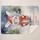 Bunny Rabbit Personalisiert Weihnachten Sherpadecke (Vorderseite (Horizontal))