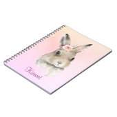 Bunny Rabbit Pink Aquarellfarbe Name Niedlich Notizblock (Linke Seite)