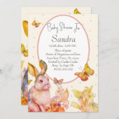 Bunny Rabbit Pink Baby Girl Dusche Einladung (Vorne/Hinten)