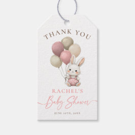 Bunny Rabbit Pink Balloons Girl Baby Dusche Geschenkanhänger