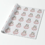 Bunny Rabbit Pink Floral Baby Script Baby Dusche Geschenkpapier (Ungerollt)