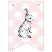Bunny Rabbit Pink Gingham Baby Dusche Jagd Wimpelkette (Zweite Fahne)