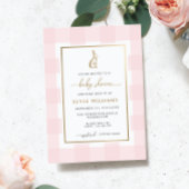 Bunny Rabbit Pink Gingham Baby Shooil Einladung