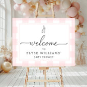 Bunny Rabbit Pink Gingham Begrüßungszeichen Poster