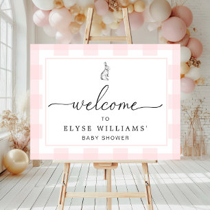 Bunny Rabbit Pink Gingham Begrüßungszeichen Poster