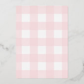 Bunny Rabbit Pink Gingham Birthday Foil Einladung (Rückseite)