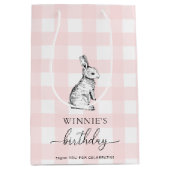 Bunny Rabbit Pink Gingham Gevor Bag Mittlere Geschenktüte (Vorderseite)