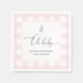 Bunny Rabbit Pink Gingham Oh Baby Paper Napkin Serviette