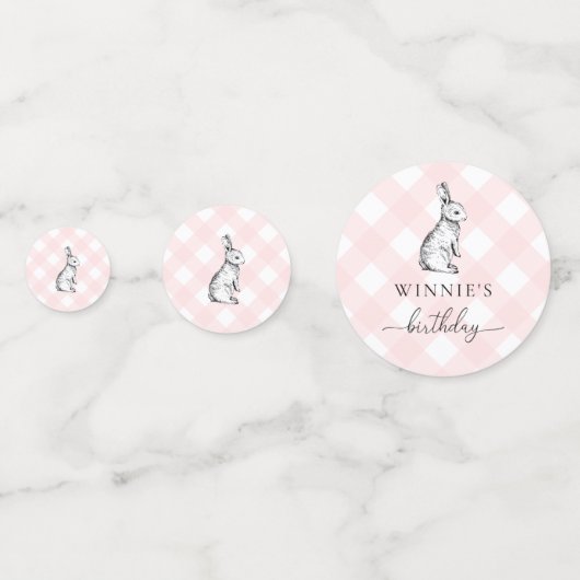 Bunny Rabbit Pink Gingham Table Confetti Konfetti (Rückseiten)