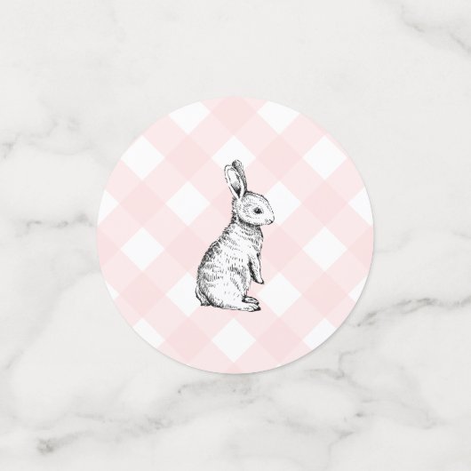 Bunny Rabbit Pink Gingham Table Confetti Konfetti (Klein Vorderseite)